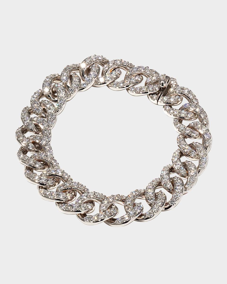 18k White Gold Diamond Curb-Link Bracelet